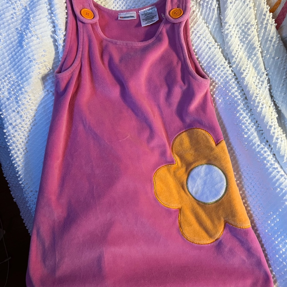 Pink Sleeveless Dress with orange Flower